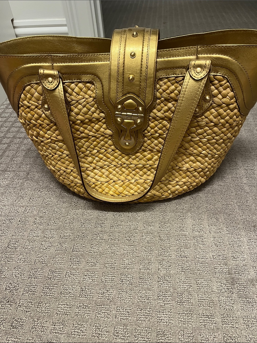 Michael Kors Gold Woven Tote Bag